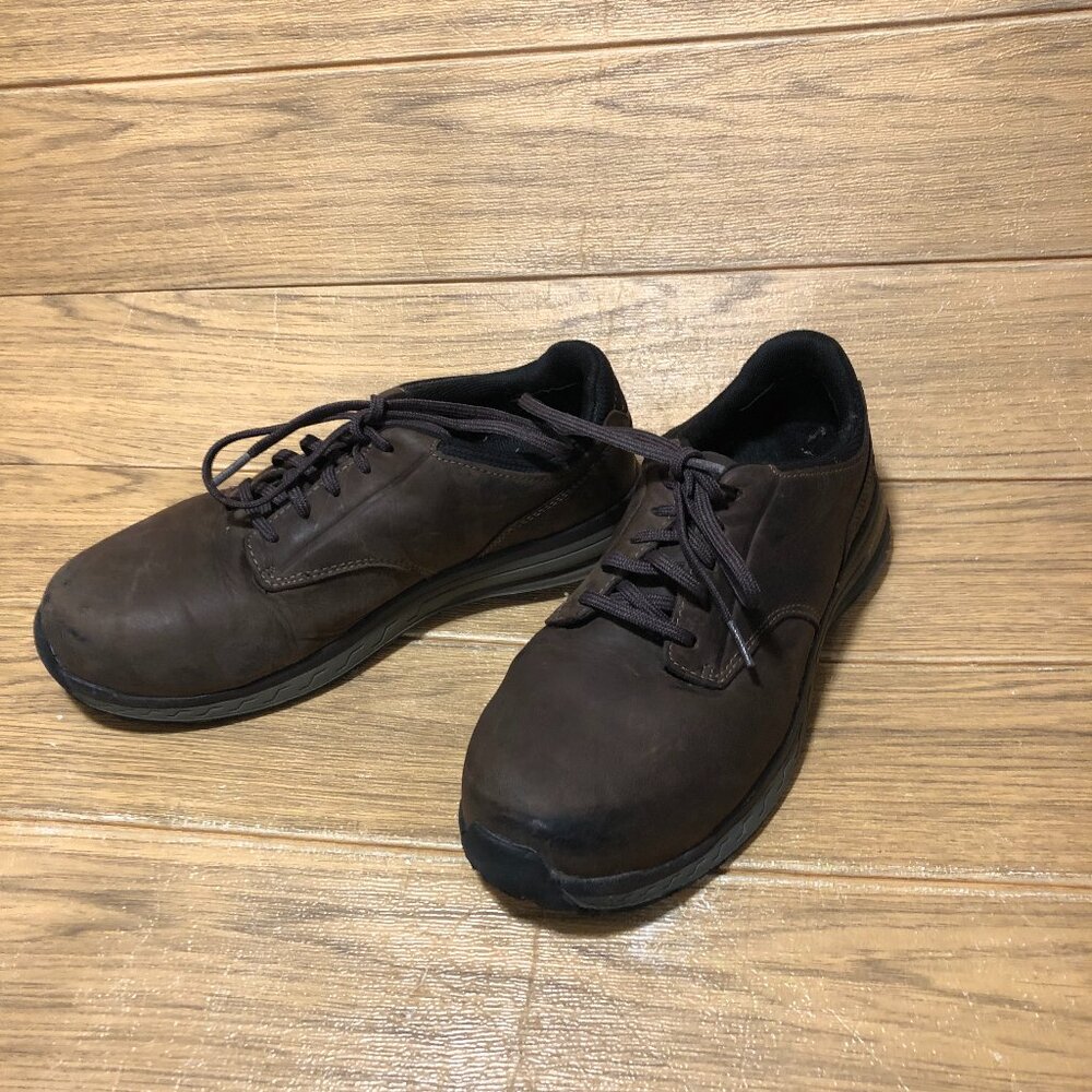 Timberland Pro men lace up brown leather shoes workwear, steel toe, 7